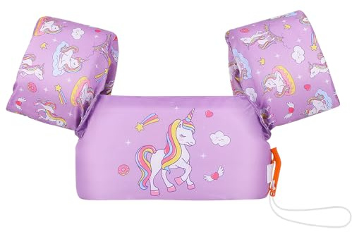 MoKo Kinder Schwimmflügel, Schwimmweste 9-23 kg, Lila Einhorn