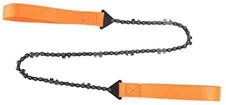 Blaihild Survival Hand Chain Saw 11 Teeth Manganese Steel 4.8 Oz 40.6 Inches, Quick Cutting Portable Pocket Saw for Camping Emergency Wood Cutting, Nylon Handle with Oxford Bag (Orange)