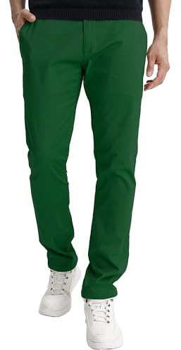 Match Mens Slim-Tapered Flat-Front Casual Pants, 8105 Grass Green, 34W x 31L