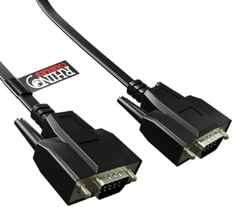 rhinocables - Flat SVGA/VGA Cable | Ultra-Thin Design | High-Resolution Video 1080p | Durable & Easy Install | Versatile Compatibility | Male to Male Connection, Black, 3m
