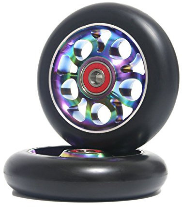 Z-FIRST 2 x 110 mm Pro Scooter Räder mit ABEC 9 Kugellager, passend für MGP/Razor/Lucky Envy/Vokul Pro Scooter-Ersatzräder (Regenbogen)