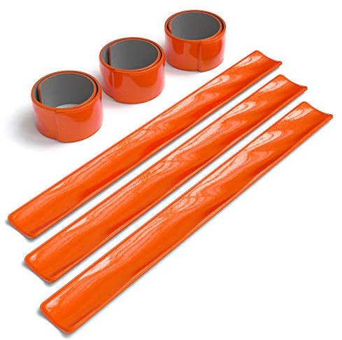 EAZY CASE 6X Reflektorband, Reflektoren Set, reflektierendes Schnapparmband, Sicherheitsarmband, Reflektorenbänder - ideal zur Erhöhung der Sichtbarkeit, Neon Orange