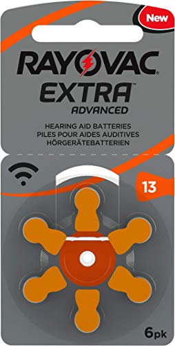 Rayovac 13-60 St??ck Extra Advanced Zink Luft H??rger??tebatterie mit 2 St??ck LUXTOR?? Reinigungst??Cher (60x Typ 13 orange)