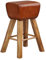 Wohnling Barhocker Turnbock 43x75x43 cm Mango Massivholz/Echtleder, Design Barstuhl Braun, Lederhocker ohne Lehne, Country Hocker Tresenstuhl
