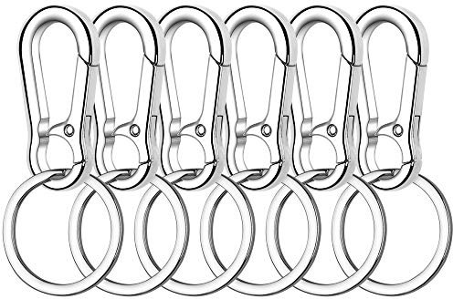 Karabiner Schlüsselanhänger mit Schlüsselring 6 Stück Metall Karabinerhaken mit Abnehmbare Schlüsselring,Stabil Schlüssel Karabiner Haken
