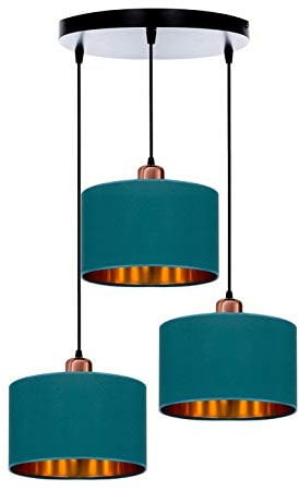 Home Deco Deckenlampe Türkis Vintage Modern E27 Designerlauchte 3-flammig N230-ER3