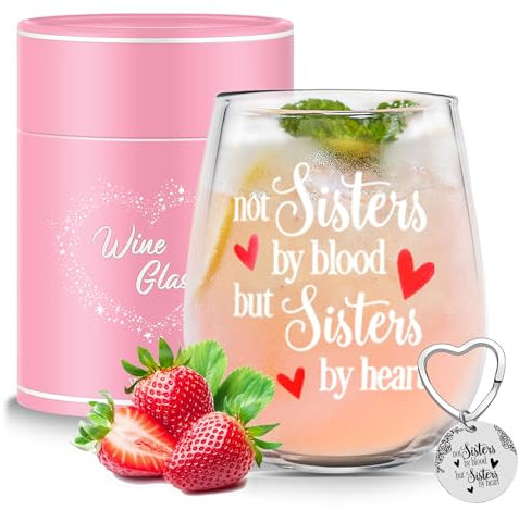 Verre a Eau Original pour Femme Soeur Verre à Vin Irisé Sans Pied Idée Cadeau Anniversaire Femme Meilleure Amie Cadeau Personnalisée pour Femme,Fille,Amie,Soeur