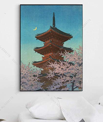 RUIYANMQ Japanische Landschaft Tagsüber Kawase Hasui Leinwand Bild Wandkunst Poster Druck Wohnzimmer Wohnzimmer Dekor Kw94Xm 40X60Cm Rahmenlos