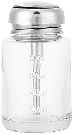 Bouteille de presse 80ml Pompe à pression professionnelle en verre vide - Accessoire manucure pour Gel Polish Remover - Conteneur transparent pour dissolvant d'ongles
