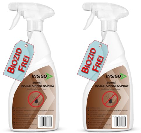 NEU Biozidfreie Spinnen Abwehr 2x500ml – Mittel zum Spinnen abwehren – Spinnen Spray – Fleckenfrei – Spinnenmittel INSIGO