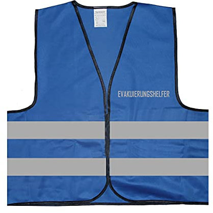 Warnweste - Signalweste - EVAKUIERUNGSHELFER - Warnweste mit reflektierendem Aufdruck - Größe S/M, Blau