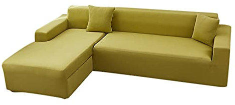 Daesar Überwürfe Sofabezug Ecksofa 90-140, Couchbezug Stretch 1 Sitzer Senfgelb Sofaüberwurf Polyester S