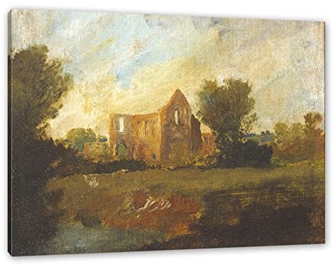 Pixxprint William Turner - Newark Abbey, Größe: 100x70cm, Leinwandbild, fertig gespannt, Wandbild, Dekoration, Kunstdruck, kein Poster