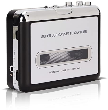 Tragbarer Kassettenspieler, Kassetten-zu-MP3-Konverter, Stereo-3,5-mm-USB-Kassetten-Audio-Musikplayer mit Kopfhörer für Laptop-PC