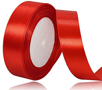 Rot Satinband 25mm x 22Meters Schleifenband Rot Geschenkband Dekoband Stoffband für Geschenk, Basteln, Nähprojekte, Haarschleifen, Brautstrauß, Hochzeits Dekoration