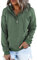 Dokotoo Kapuzenpullover Damen Knopfleiste Hoodie Pullover Langarm Herbst Winter Sweatshirt Oberteil Kapuzenpulli, grün, XL