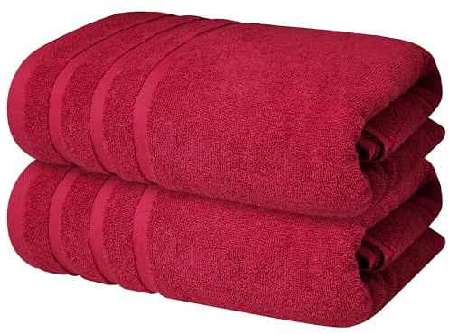 Infinitee Xclusives Bath Towels Set of 2 (70x140 cm) – 100% Soft Ring-Spun Cotton, Ultra Soft & Highly Absorbent Towels for Spa, Gym, Hotel & Everyday Bathroom Use |Burgundy|