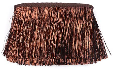 YYCRAFT 20,3 cm breite Lametta-Fransenborte Girlande – Tanzkostüm-Besatz mit glänzendem Folieneffekt für Party-Dekoration (4,5 m, braun)
