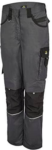 Hans Schäfer Workwear HSW Professional – Lange Arbeitshose für Damen – Modische und leichte Bundhose mit Knietaschen, strapazierbar und qualitativ – Grau, 34