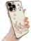 ZTOFERA Case for iPhone 14 Pro Max, Plating Butterfly Pattern Case with Electroplate Golden Edging, Flexible TPU Protective Shockproof Bumper Cover for iPhone 14 Pro Max 6.7 - White