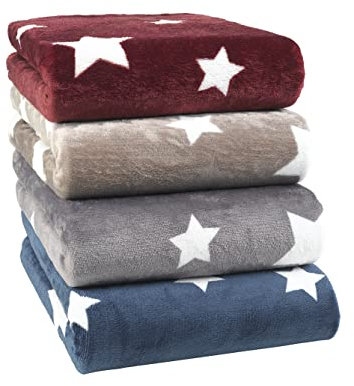 BaSaTex Sterne Flausch Spannbettlaken Winter Plüsch Nicky-Teddy Cashmere-Touch Spannbetttuch | 140x200-160x200 cm | Farbe: Anthrazit