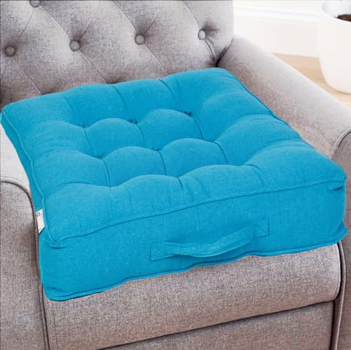 Casabella Booster Cushion-Armchair Booster Cushion Large Bolster Seat Dining Chair 50x50+10cm Thick Floor Cushions, Pregnancy & Post-Operative Adults Chair Bolster Cushions Seat, Car Seat Sofa-Teal