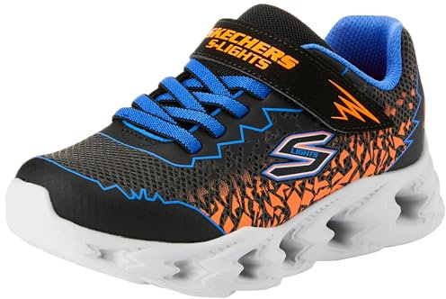 Skechers Boys, Zapatillas Unisex niños, Black Synthetic Blue Orange Trim, 35 EU