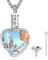 EUDORA Harmony Ball Herz Mondstein Asche Urnen Kette für Damen Sterling Silber 925, Schmetterling und Rose Einäscherung Schmuck Memorial Urn die Asche, Andenken Beerdigung Medaillon Anhänger,20 Zoll