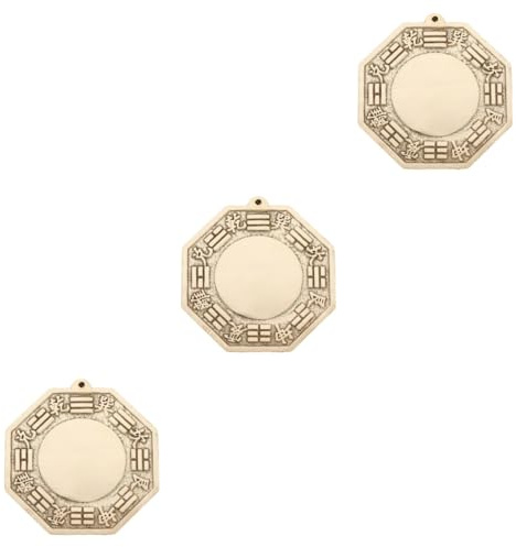 HOMSFOU Bagua Spiegel Konvex Feng Shui Wandspiegel 3.23X3.03 Zoll Messingspiegel Handwerk Für Haus Außen Schutz Vor Böser Energie Förderung Von Glück Und Reichtum 3Er Set