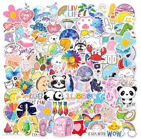 HNTR® Sparkly Holographic Stickers | 100 Large Cute Animal Stickers for Children, Teens & Adults | Cute Sticker Pack for Laptops, Scrapbooks & Kindles