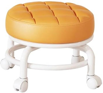 Fenteer 360° drehbarer Rollhocker, Riemenscheibe, niedriger Hocker, beweglicher Mini-Hocker, robuster Kinderhocker für Kinder, fauler Hausarbeitshocker für, Orange