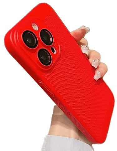 Miagon Heat Dissipation Cover for iPhone 12 Pro Max,Slim Hard Back Case Cooling Breathable Cellular Hole Bumper with Camera Lens Protection Red