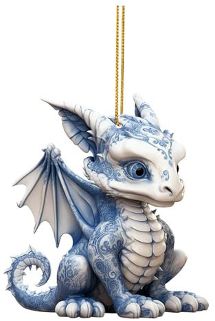 Drache Weihnachtsanhänger Christbaumkugel Unisex Weihnachtskugeln Standard Kunststoff Weihnachten 2D Acryl Drachen Weihnachtsdeko (22-A, Einheitsgröße)