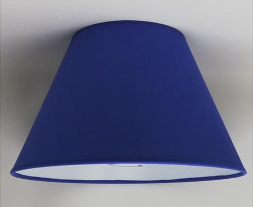 35 cm Lampenschirm, Kegel, Baumwollstoff mit weißer PVC-Rückseite, handgefertigtes Produkt, für Tischlampe, Stehlampe (Blau)