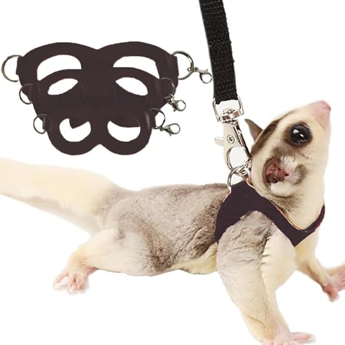 3 confezioni di imbracature e guinzagli per sugar glider, per piccoli animali, ideale per l'addestramento e le passeggiate, per scoiattoli, criceti e ratti - Nero