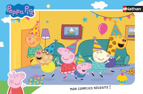 Nathan Kinderpuzzle, Rahmen 15 Teile, Peppa Wutz Geburtstag, Mädchen oder Jungen ab 3 Jahren, hochwertiges Puzzle, Dicker und robuster Karton, täglich, 12001093