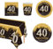69Pcs Black Gold 40th Birthday Party Tableware,Black 40th Birthday Tableware Set with Paper Plates,Napkins Serviette,40th Table Cloth,Paper Cups for Women Men Her Him Birthday Party Table Decorations