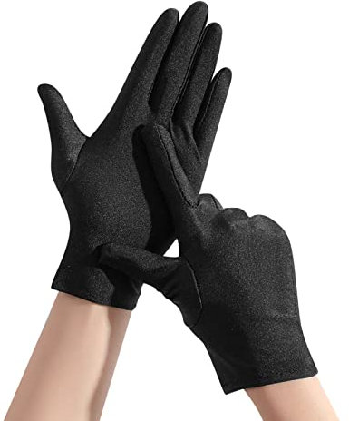 Suspender Belt Black Red Unisex Ice Sensation Sun Protection Gloves Ice Silk Outdoor Fishing Riding Gloves Costume Latex (Black, One Size)