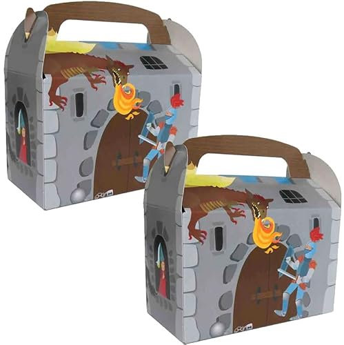 6 Geschenk-Boxen * RITTER * mit Tragegriff für Kindergeburtstag und Mottoparty | Kinder Party Geburtstag Geschenktüten Mitgebsel Mitgebseltüten Tüten Geburtstagstüten Geschenk Box Knight