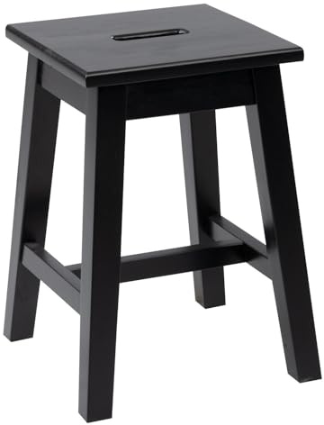 Home4You Hocker - H 45 cm - Schwarz - Kiefernholz massiv