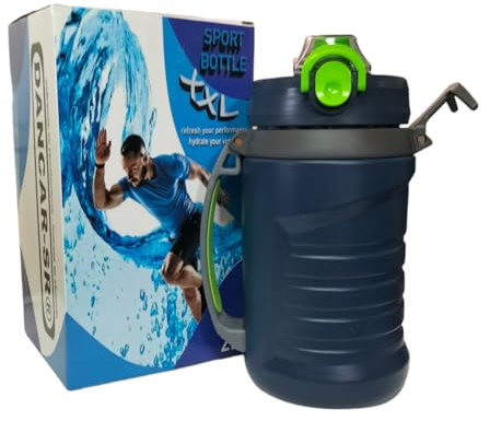 DANCAR-SR - Botella termica 2 litros - Botella de agua para gimnasio con pajita y cierre higiénico antigoteo - Garrafa termica de polipropileno libre de BPA .(AZUL MARINO)