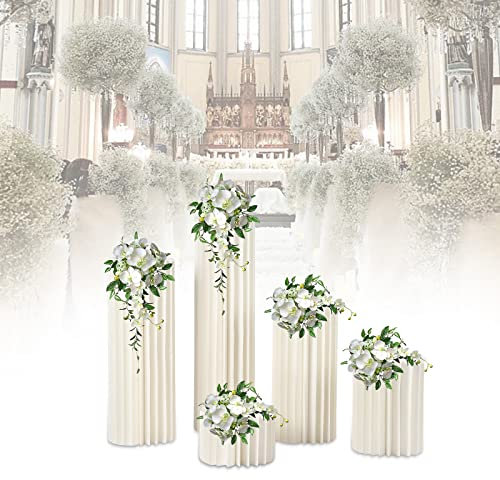 UYRTOY 5 Blumenregal aus Karton,Hochzeit Mittelstücke Karton Vasen Faltbare Ausführung Wabenzylinder,Verwendet für Hochzeiten und Verlobungen Geburtstage