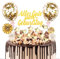 17 Stück Tortendeko Geburtstag, Gold Kuchen Deko, Glitter Torten Geburtstag Deko, Alles Gute zum Geburtstag tortendeko, Tortendeko Gold, Cake Topper mit Liebe Sternen Papierfächer und Luftballons