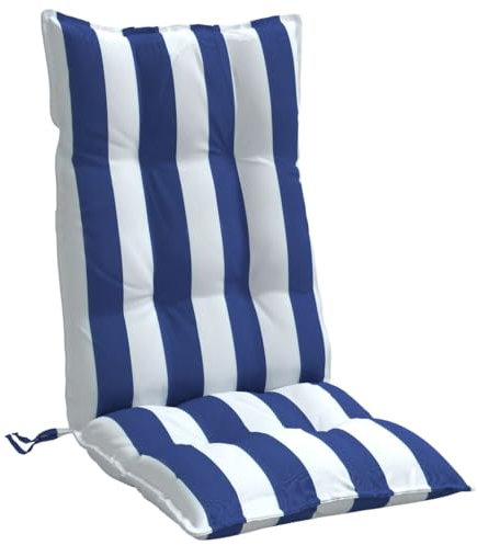 Gecheer 4 STK. Hochlehner-Auflagen, Sitzkissen, Stuhlkissen, Sitzauflage, Blau & Weiß Gestreift Oxford-Gewebe