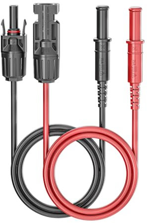 Cleqee Sicherheit Bananenstecker zu Solar-Steckern Silikon-Test-Leitungen 2 Stück rot schwarz 1m Solar-Test-Kabel Drähte 1000V/15A für Photovoltaik-Solarzellen-System