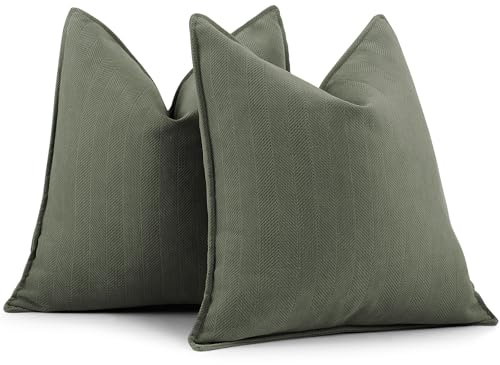 ZWJD Armeegrün Kissenbezug 50x50 2er Set Chenille Kissenbezüge Sofakissen Kissenhüllen mit elegantem Design, weiche und luxuriöse dekorative Dekokissen für Couch, Bett und Heimdekoration