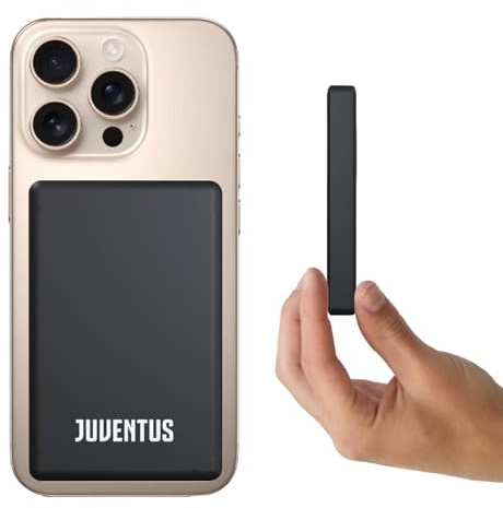 TECHMADE Powerbank MagSafe 10000 mAh Juventus - Compatibile Anche con Dispositivi Android - Ricarica Veloce, Ultra Sottile, Leggero - Cavo USB-C Incluso (10000 mAh)