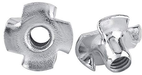 Écrou en T, écrous en T, écrou en T en Acier au Carbone zingué, écrous en T à Quatre Dents, Inserts Filetés pour Prises D'escalade et Meubles en Bois (#04)