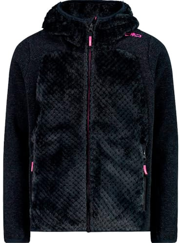 CMP - Giacca da bambina ibrida in pile Highloft con cappuccio fisso, Antracite, 164