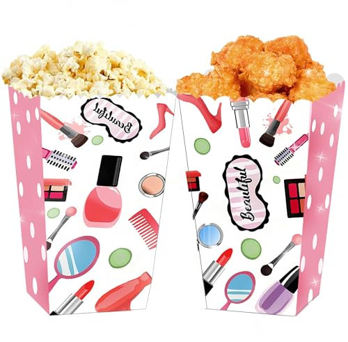 LaVenty 12 Stück Spa Party Popcorn Boxen Pyjama Dekoration Schlummern Sleepover Gunst Taschen Mädchen Supplies